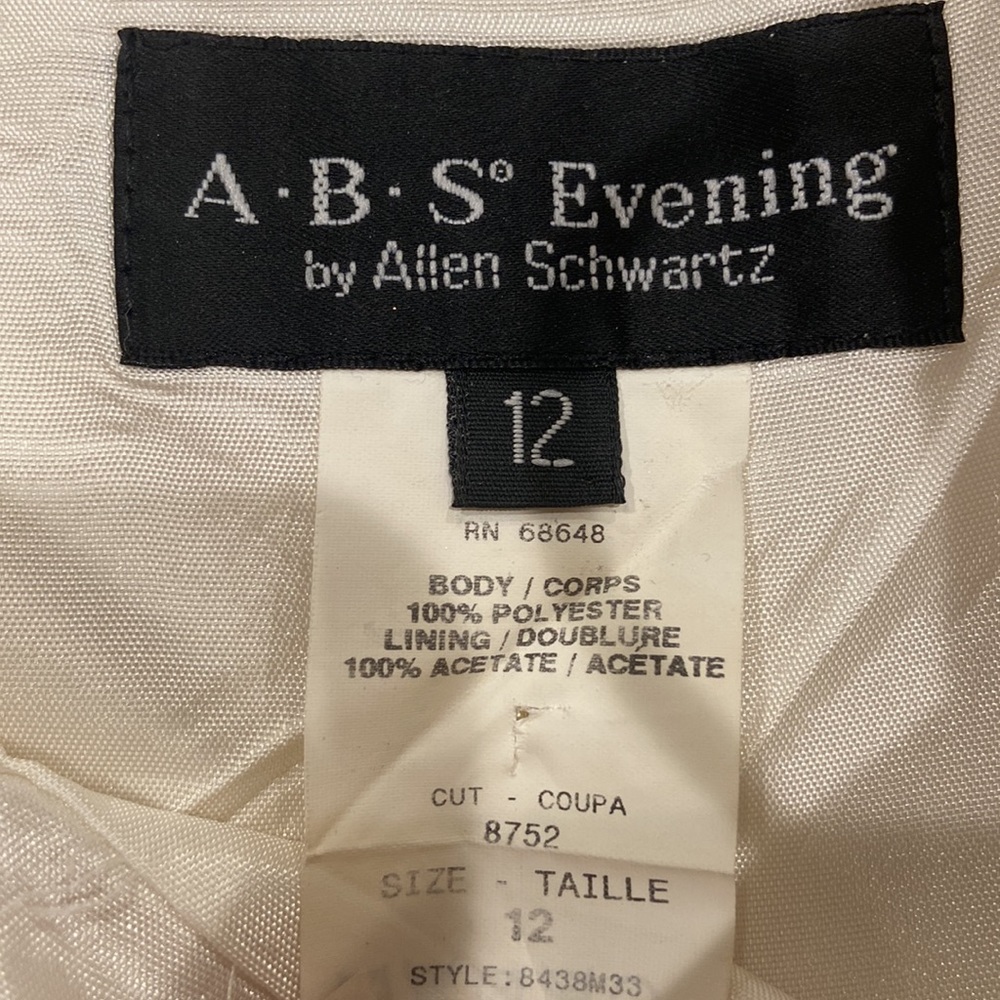 Abs Evening By Allen Schwartz White Satin Gown Gem